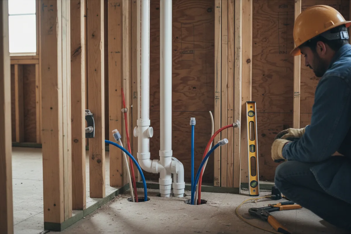 Drain and supply rough-in during Drain Cleaning in Parker City