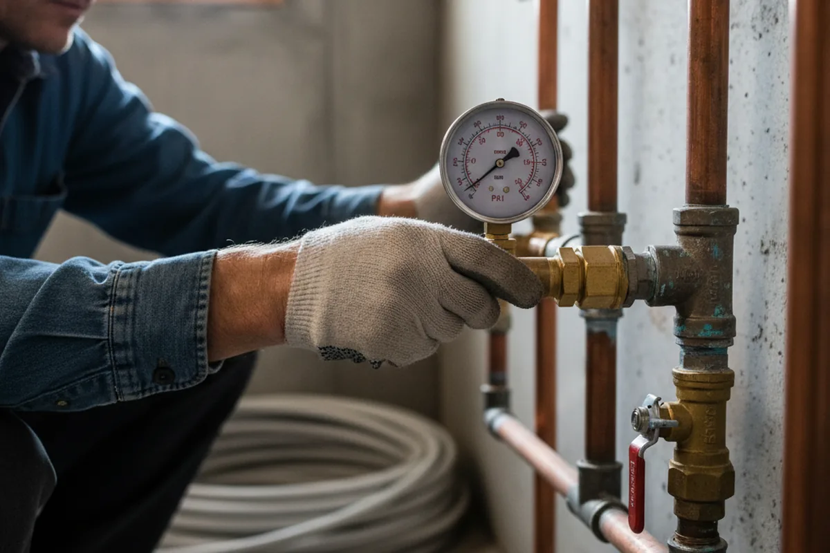 Pressure testing a repaired line during Water Line Repair in Parker City